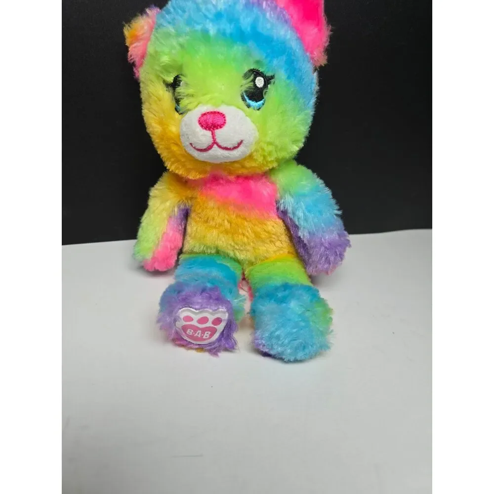 Build-A-Bear Small Fry Mini Rainbow Bear Plush 9” Neon Tie Dye Stuffed Animal